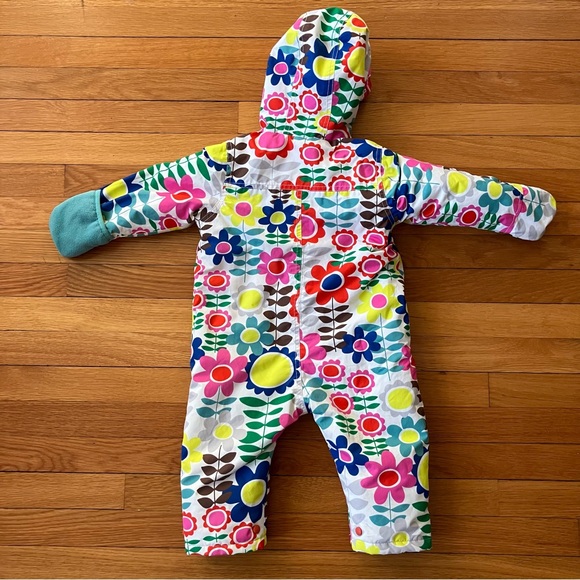Baby Boden Colorful Floral One Piece Snowsuit Booties Fleece Lined 12-18 - Picture 12 of 13